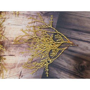 Lot of 15 Gold Glitter Branches Foliage